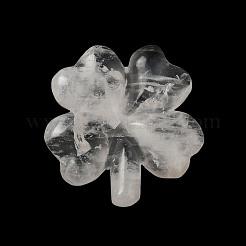 Natural Quartz Crystal Carved Clover Figurines Statues for Home Office Tabletop Feng Shui Ornament&nbsp;DJEW-G044-01E