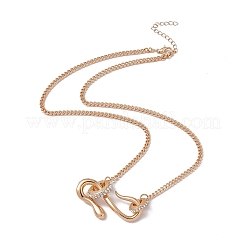 Crystal Rhinestone Snake Pendant Necklace with Alloy Curb Chains for Women&nbsp;LS-NJEW-I118-02KCG