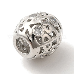 Brass Micro Pave Cubic Zirconia Beads&nbsp;KK-C072-11P