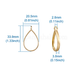 Rack Plating Alloy Teardrop Open Back Bezel Pendants&nbsp;PALLOY-TA0001-09G