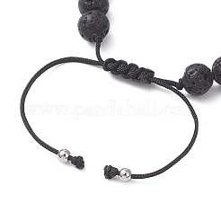 Natural Amethyst & Lava Rock Beads Braided Bead Bracelets for Women&nbsp;BJEW-JB12924-01