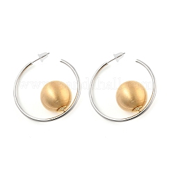 Round Two Tone Brass Stud Earrings for Women&nbsp;EJEW-U055-17PG