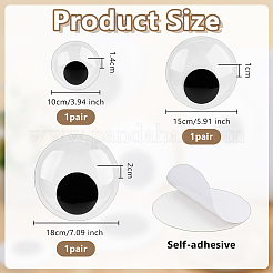 3Pairs 3 Styles Adhesive Back Plastic Doll Eyes&nbsp;DOLL-OC0001-05