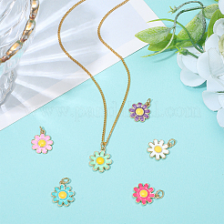 6Pcs 6 Colors Brass Enamel Pendants&nbsp;KK-BBC0021-50