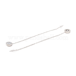Crystal Rhinestone Flat Round Long Dangle Stud Earrings&nbsp;EJEW-A067-06P