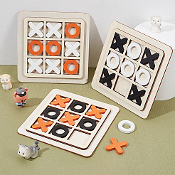 3 Sets 3 Colors Wood Tic Tac Toe Board Game&nbsp;AJEW-NB0005-35