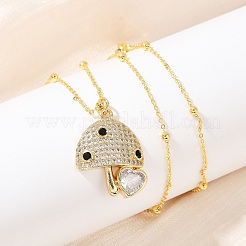 Brass Micro Pave Cubic Zirconia Pendant Necklaces&nbsp;LS-NJEW-Q041-04G