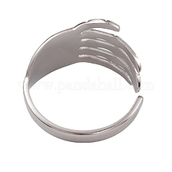 Non-Tarnish 304 Stainless Steel Skull Open Cuff Rings for Women&nbsp;RJEW-G285-70P