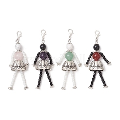 4Pcs Glass & Alloy & Gemstone Human Pendant Decoration&nbsp;HJEW-TA00361