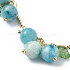 4Pcs 4 Style Natural Mixed Stone Beads & Acrylic Leaf Charm Bracelets Set&nbsp;BJEW-TA00336