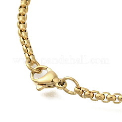 201 Stainless Steel Box Chain Archangel Saint Michael Flat Round Pendant Necklaces&nbsp;NJEW-S003-02G