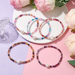 8mm Faceted Round Natural Agate(Dyed & Heated) Beaded Stretch Bracelets&nbsp;BJEW-JB10479