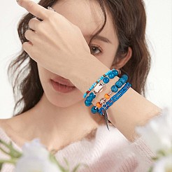 5Pcs 5 Style Wood & Glass Seed & Acrylic Beaded Stretch Bracelets Set with Baseball&nbsp;JB709A