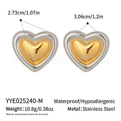 Stainless Steel Two Tone Heart Stud Earrings&nbsp;LM1234-2