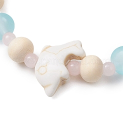 Synthetic Turquoise & Wood & Glass Beaded Stretch Bracelets for Boys Girls&nbsp;BJEW-JB11129-03