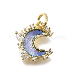 Brass Micro Pave Clear Cubic Zirconia with Glass Charms&nbsp;KK-G525-06G