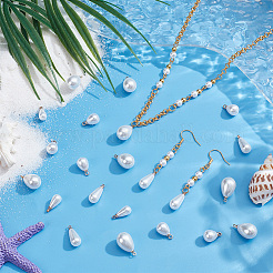 64Pcs 4 Styles ABS Plastic Imitation Pearl Pendants&nbsp;FIND-PH0027-71G