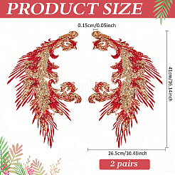 4Pcs 2 Style Polyester Embroidery Sew on Appliques&nbsp;PATC-MA0001-33B
