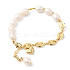 Rack Plating Brass Heart Charm Bracelet&nbsp;BJEW-G671-01G