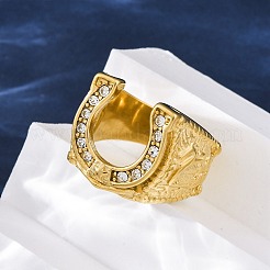 304 Stainless Steel and Rhinestone Finger Rings for Women&nbsp;RJEW-B121-08C-G