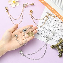 4Pcs 4 Styles Alloy Rhinestone Hanging Chain Brooch&nbsp;JEWB-CJ0003-55