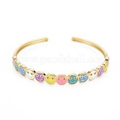 Smiling Face Enamel Cuff Bangle&nbsp;BJEW-S141-09