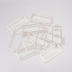 Rack Plating Alloy Rectangle Open Back Bezel Pendants&nbsp;PALLOY-S047-11B-FF