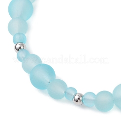 3Pcs 3 Colors Frosted Transparent Glass Beaded Bracelets for Women&nbsp;BJEW-JB12136