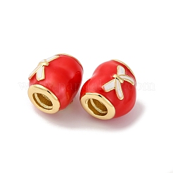Brass Enamel European Beads&nbsp;KK-Q098-34G