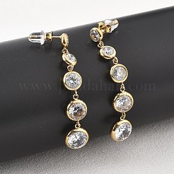 304 Stainless Steel Clear Cubic Zirconia Tassel Stud Earrings&nbsp;EJEW-Z094-01C-G