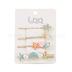 Conch/Starfish/Shell Shape Alloy Hair Bobby Pin Sets&nbsp;AJEW-A056-02D