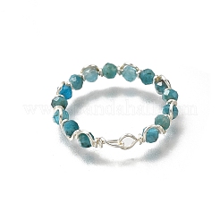 Natural Gemstone Braided Bead Finger Ring&nbsp;RJEW-TA00217-02