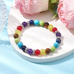 8mm Round Mixed Gemstone Beaded Stretch Bracelets&nbsp;BJEW-JB10438