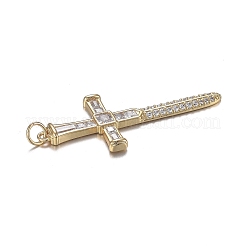 Brass Micro Clear Cubic Zirconia Pendants&nbsp;ZIRC-F120-038G