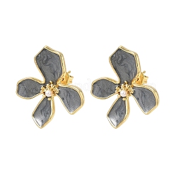Brass Enamel Stud Earrings for Women&nbsp;KK-CBA760A-11G-02