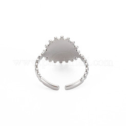 Non-Tarnish 304 Stainless Steel Flat Round with Initial Letter Open Cuff Ring for Men Women&nbsp;RJEW-S405-246P-H