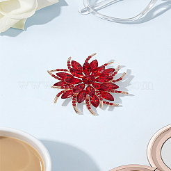 1Pc Flower Alloy Glass Rhinestone Lapel Pins for Wedding Party&nbsp;JEWB-LP0006-06D