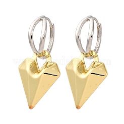 Two Tone Heart Brass Hoop Earrings&nbsp;EJEW-D322-12GP-02B