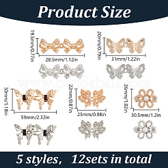 14Pcs 10 Styles Bowknot & Butterfly & Flower Alloy Adjustable Jean Button Pins&nbsp;FIND-DR0001-78