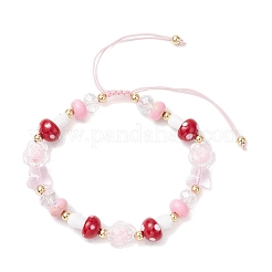 3Pcs Floral Acrylic Beads Braided Bead Bracelets for Women&nbsp;BJEW-MZ00192