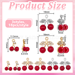 54Pcs 3 Styles Alloy Rhinestone Pendants&nbsp;FIND-DR0002-33