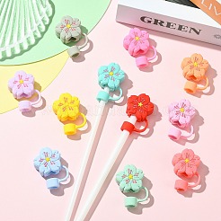 11Pcs 11 Colors Flower Silicone Straw Cap&nbsp;SIL-CJ0002-80