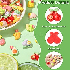 55Pcs 11 Styles Opaque Resin Decoden Flower &  Fruit Cabochons&nbsp;RESI-CJ0004-10