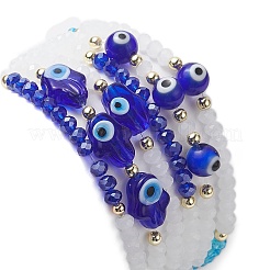 6Pcs 6 Style Glass & Lampwork Evil Eye & Hamsa Hand Beaded Stretch Bracelets Set&nbsp;BJEW-JB09415
