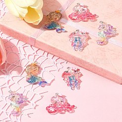 8Pcs 4 Styles Ocean Theme Transparent Resin Pendants&nbsp;CRES-FS0001-17