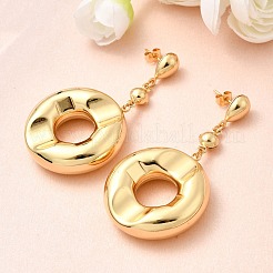 304 Stainless Steel Flat Round Dangle Stud Earrings&nbsp;EJEW-P329-08G