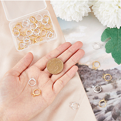 40Pcs 2 Color 2-hole Rack Plating Eco-friendly Brass Huggie Hoop Earring Findings&nbsp;KK-FH0006-63