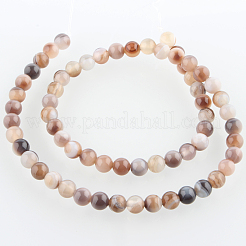 Dyed & Heated Natural Agate Round Beads Strands&nbsp;G-E230-01-6mm