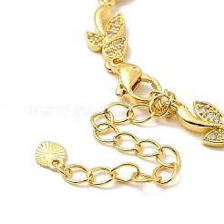 Clear Cubic Zirconia Leaf Link Chain Bracelet&nbsp;BJEW-A132-08G