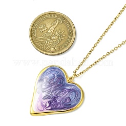 304 Stainless Steel Enamel Heart Pendant Cable Chain Necklaces&nbsp;NJEW-JN05163